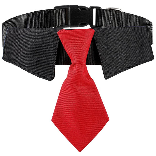 XZYZ Dog Collar Soft Polyester Dog Bow Tie with Metal Buckle for Large Medium and Small Boys Cat Dog Tie (Small Black/Red)