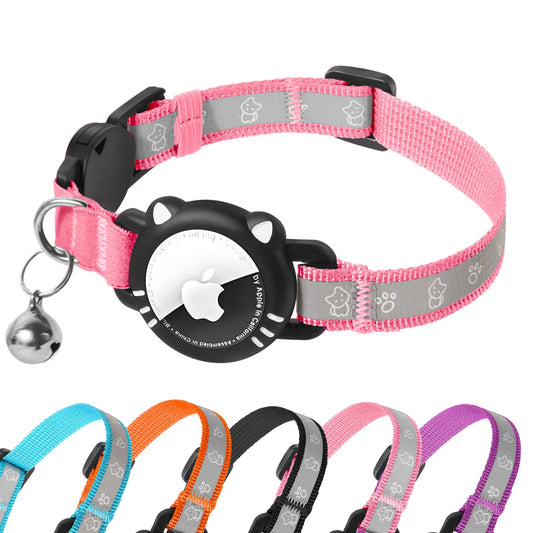 AgoumLux AirTag Cat Collar – Breakaway Reflective
