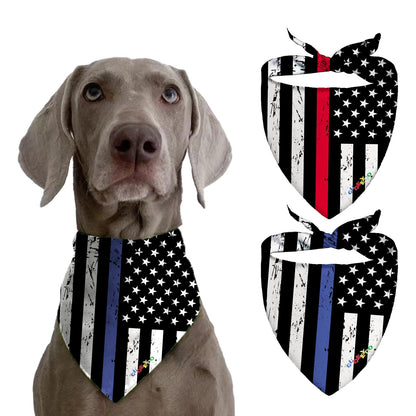 Dog Bandanas for Large Dogs Neck Gaiter Bandanas for Dogs Small and Medium Breeds Dog Scarf for Boys Girls Dog Scarf Dog Accessories Apparel Dog Outdoor 3D Print Dog Gift Blue Red Stripe Flag 1PC