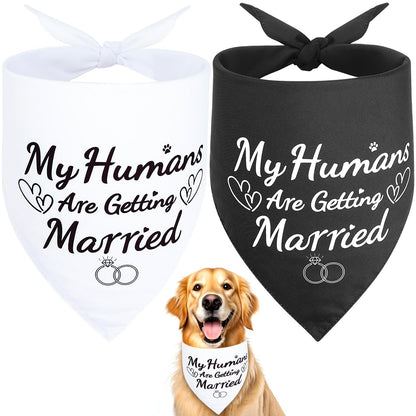 Vivifying 2 Pack Dog Wedding Bandanas Elegant Engagement Gifts for Couples Bridal Shower Gifts Dog Scarf Accessories for Wedding Outfit Photo Prop and Party Decor (XL White&Black)