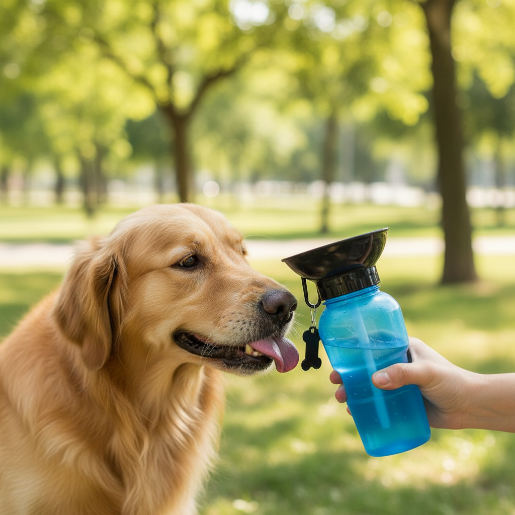 Blue pet water bottle lifestyle