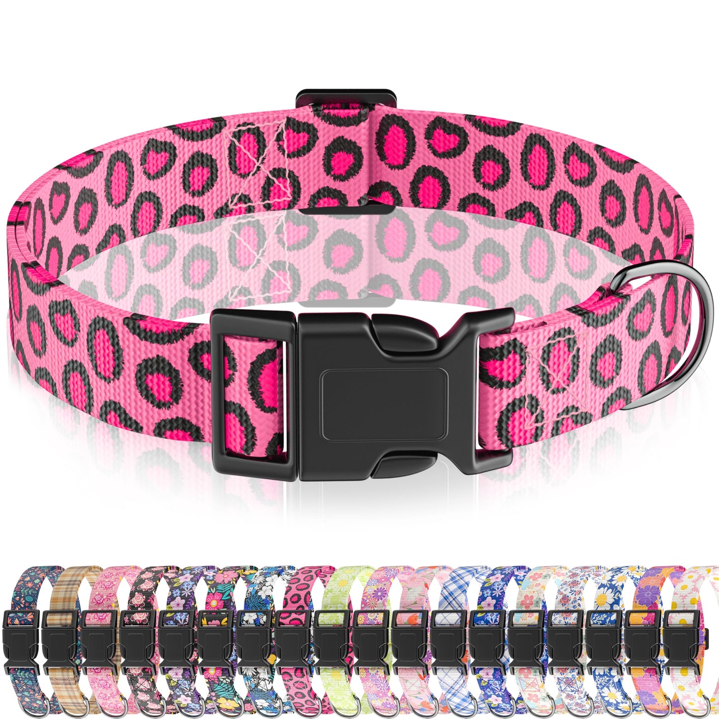 Seyezo Dog Collar Leopard Puppy Collar for Boys Girls Small Medium Large Dogs Adjustable Soft Pet Collar Pink Leopard with Quick Release Buckle for Males Females Pink LeopardXS