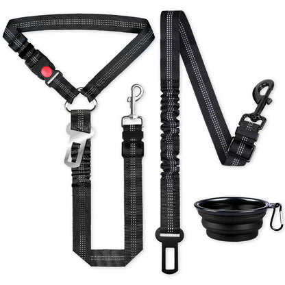 Dog Car Seat Belt Set – 3-Piece Adjustable Safety Harness