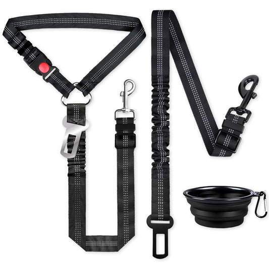 Dog Car Seat Belt Set – 3-Piece Adjustable Safety Harness