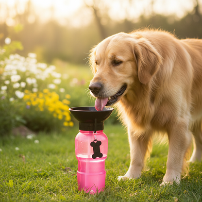 Pink pet water bottle lifestyle